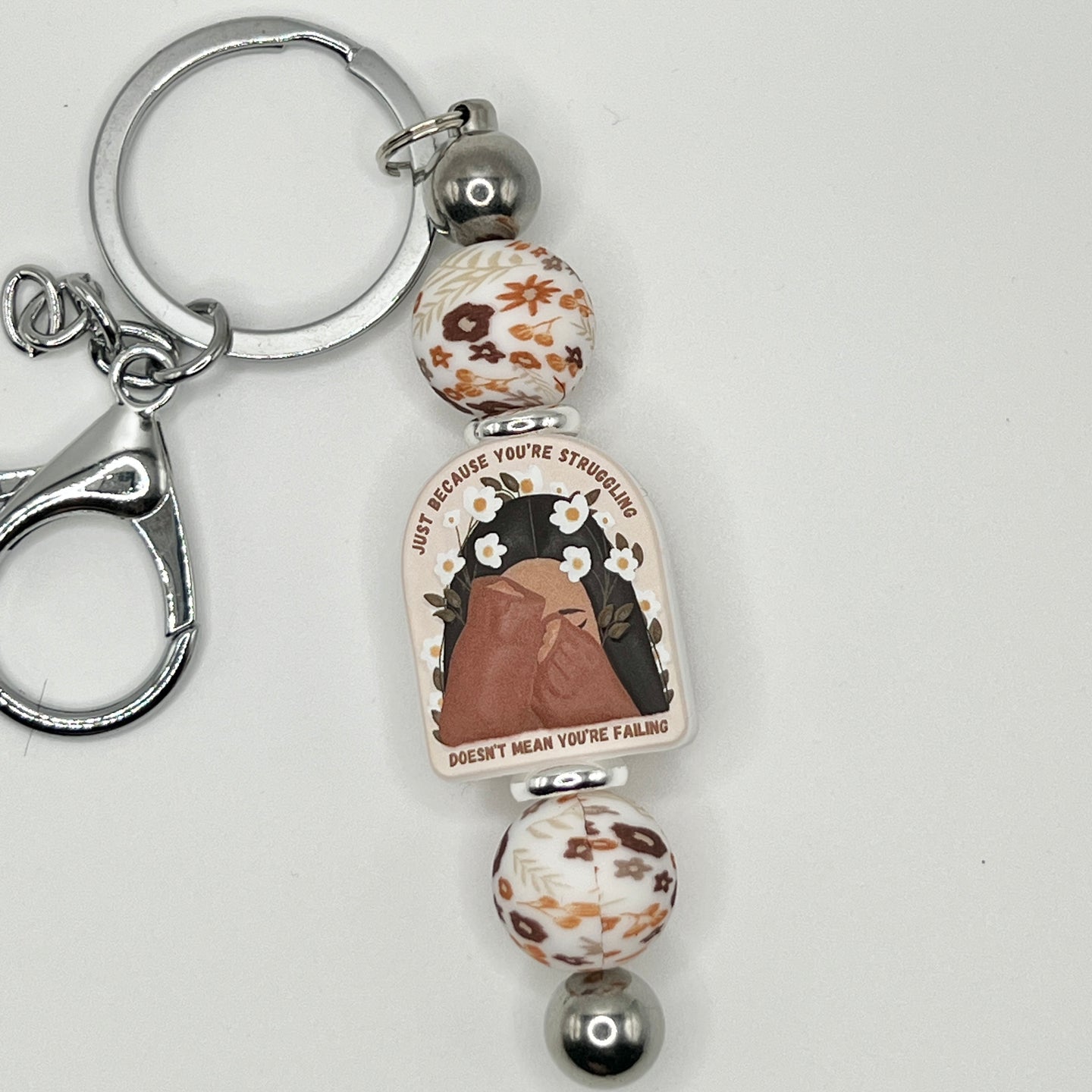 Struggle ≠ Failing Fall Floral Silver Keychain Bar